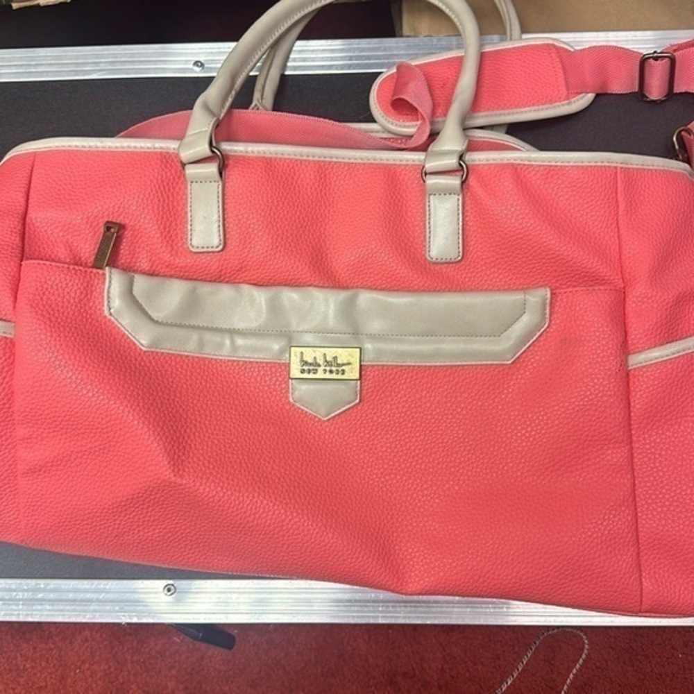 Nicole Miller Pink and tan travel bag ( duffle bag )